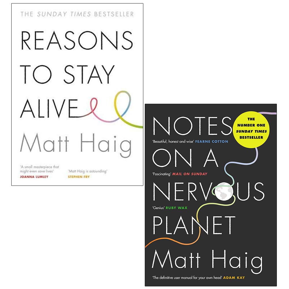 Reasons to Stay Alive and Notes on a Nervous Planet by Matt Haig - 2 book paperback set front cover