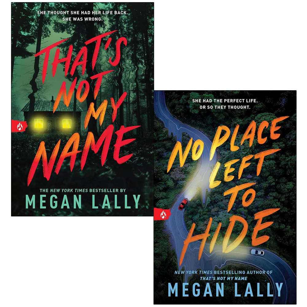 Megan Lally 2 Book Set paperback featuring That's Not My Name and No Place Left to Hide - YA thriller collection for ages 14+