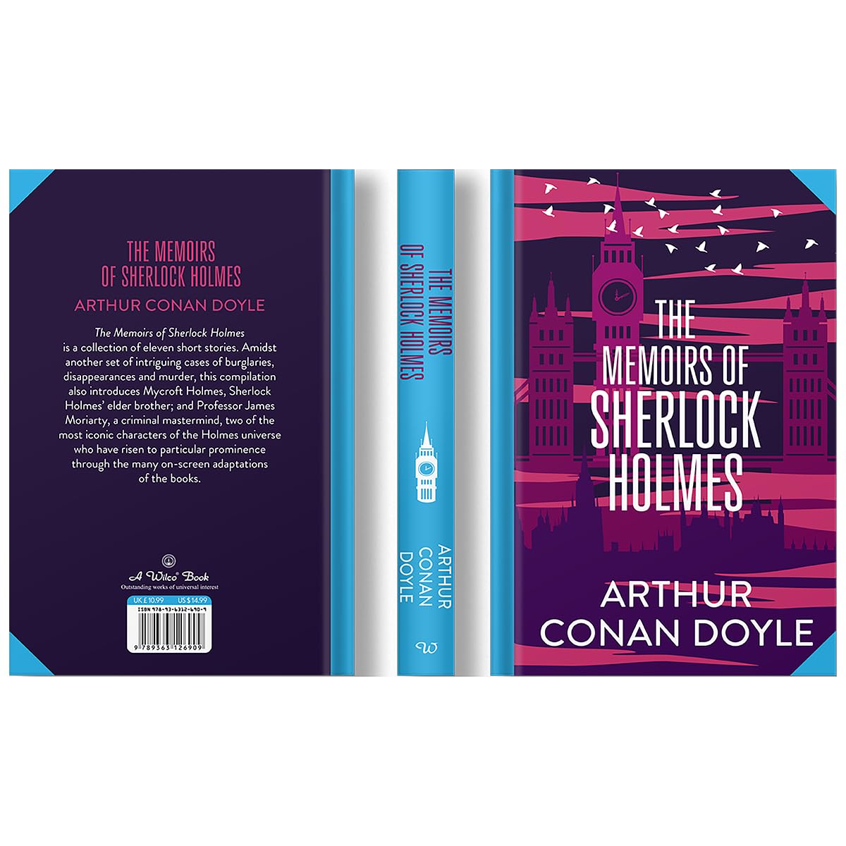 The Memoirs of Sherlock Holmes by Arthur Conan Doyle - Wilco Classics sprayed edge premium hardback interior pages