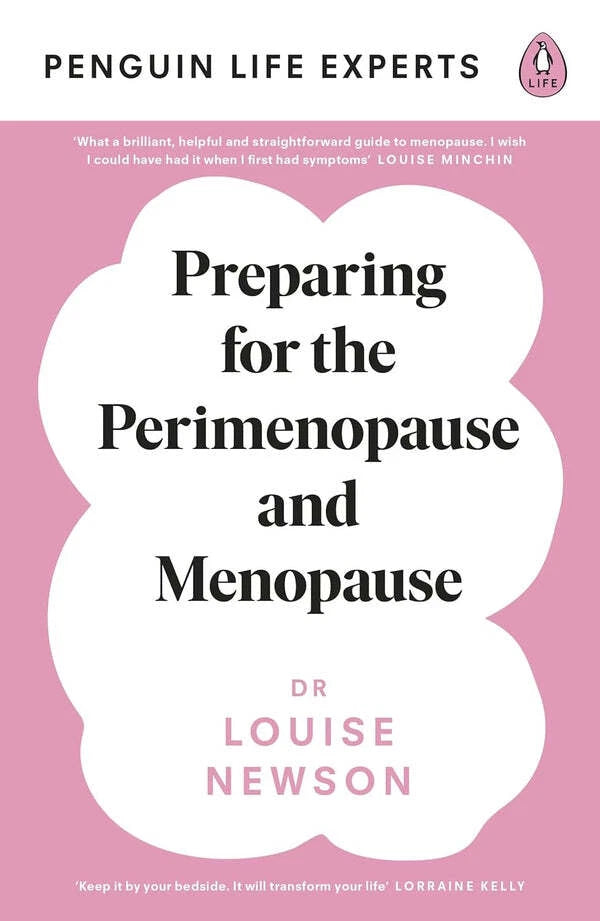 Stacked paperback copies of The Happy Menopause, The Menopause Manifesto and Preparing for the Perimenopause and Menopause
