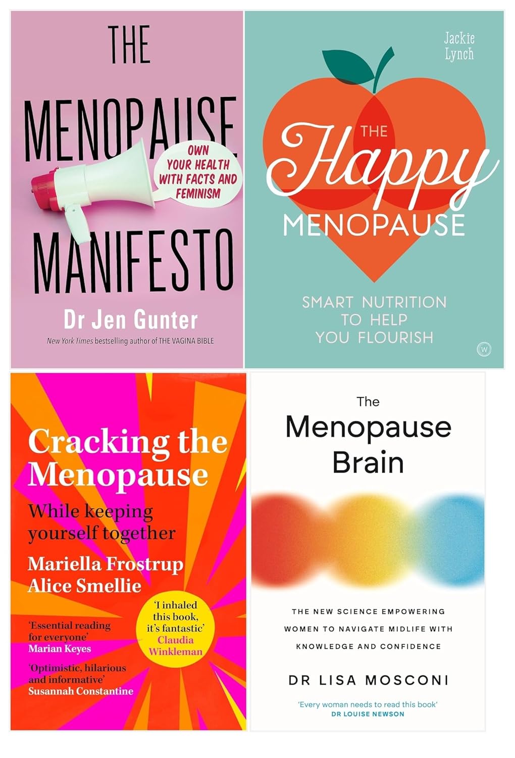 Menopause 4 Books Collection Set paperback - The Menopause Manifesto, Cracking the Menopause, The Menopause Brain, The Happy Menopause