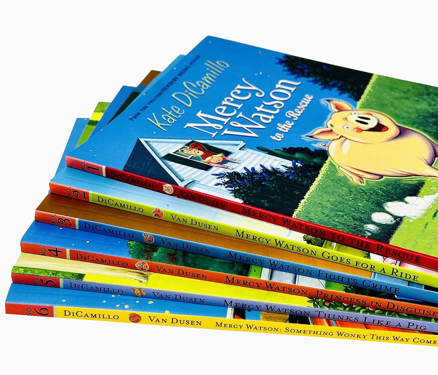 Mercy Watson 6 Books Collection Set spines showing all titles in the series