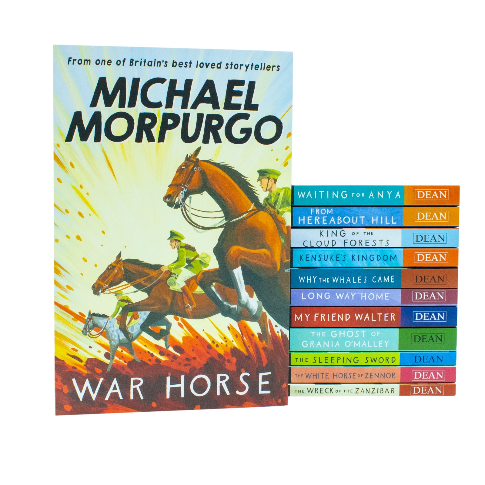 Michael Morpurgo 12 Books Collection Set paperback books laid out - childrens fiction ages 9-12