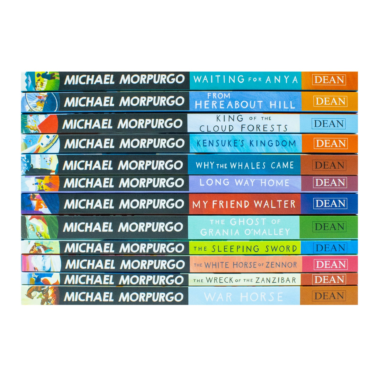 Michael Morpurgo 12 Books Collection Set stacked paperback books for ages 9-12