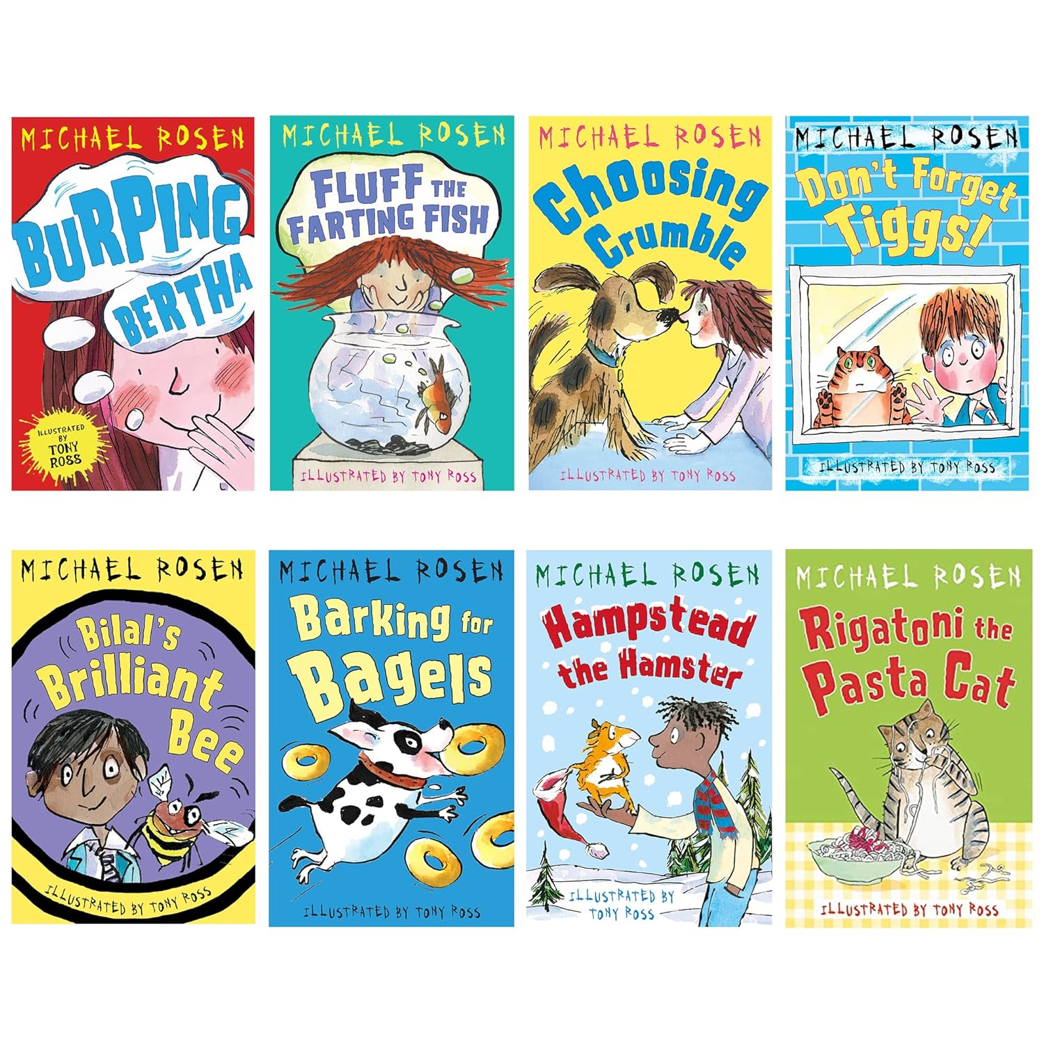 Michael Rosen 8 Books Collection Set including Burping Bertha and Fluff the Farting Fish - paperback - ages 5-7