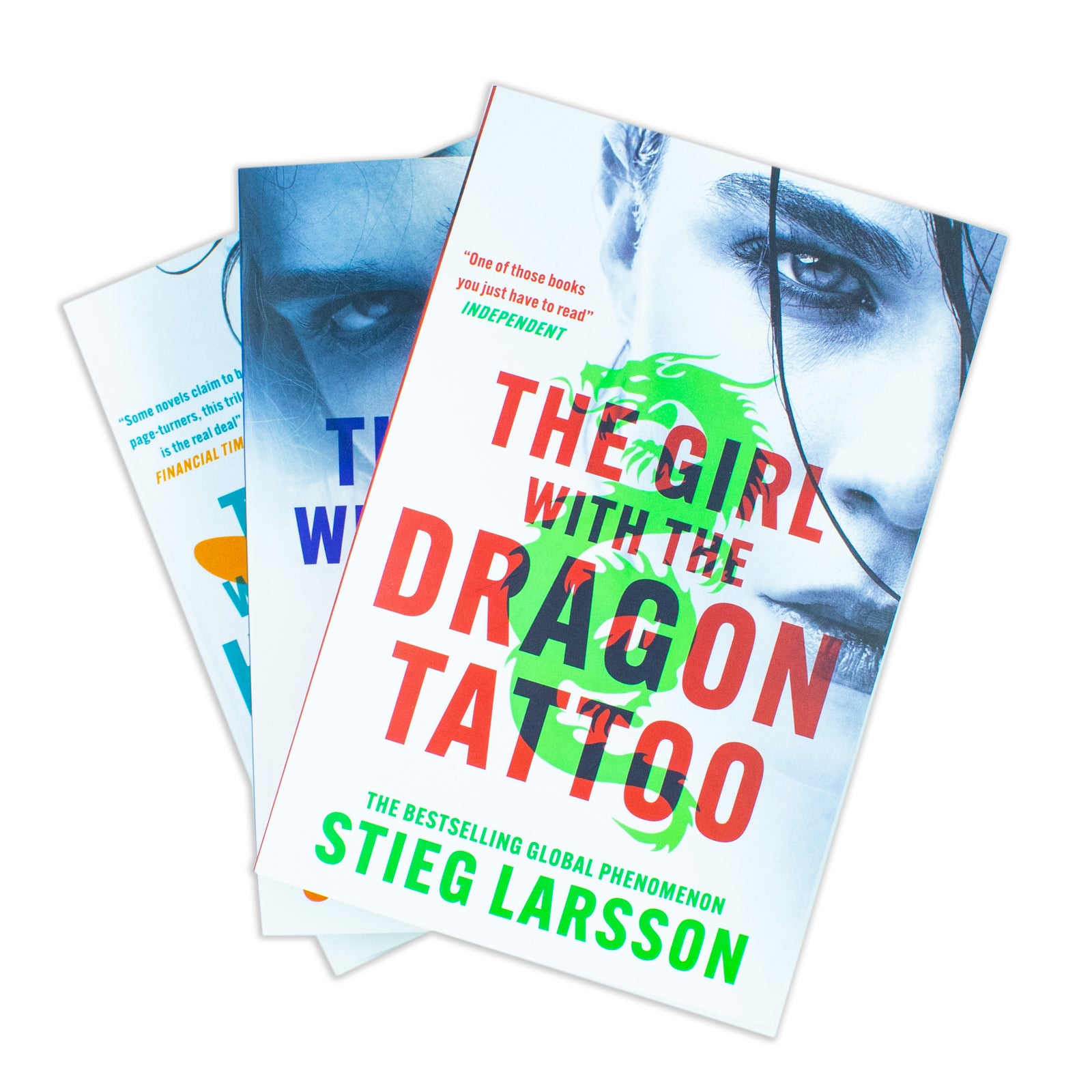 Stieg Larsson Millennium Trilogy paperback box set spines - Scandinavian crime fiction 3 book collection