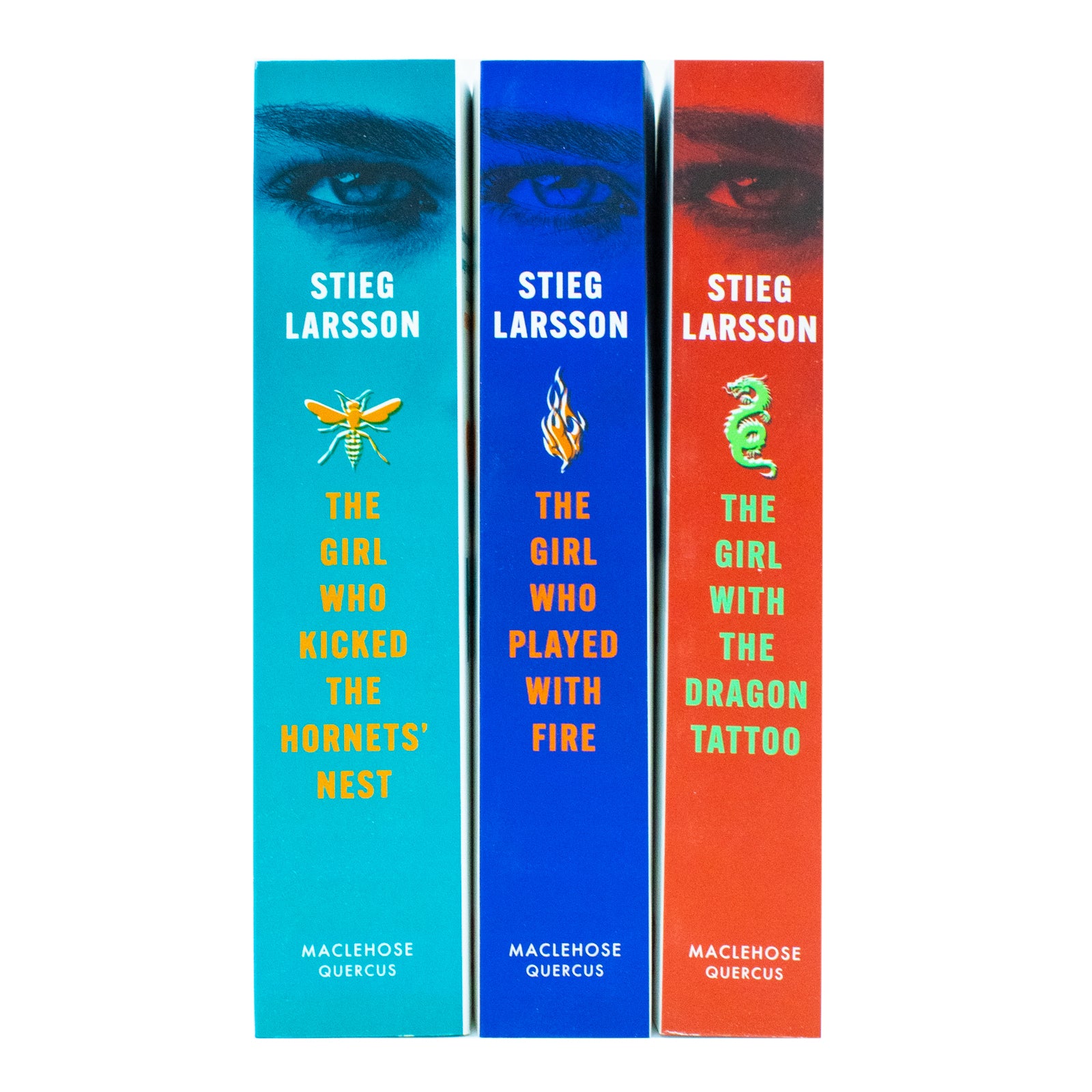 The Girl With the Dragon Tattoo paperback cover from the Millennium Trilogy set by Stieg Larsson