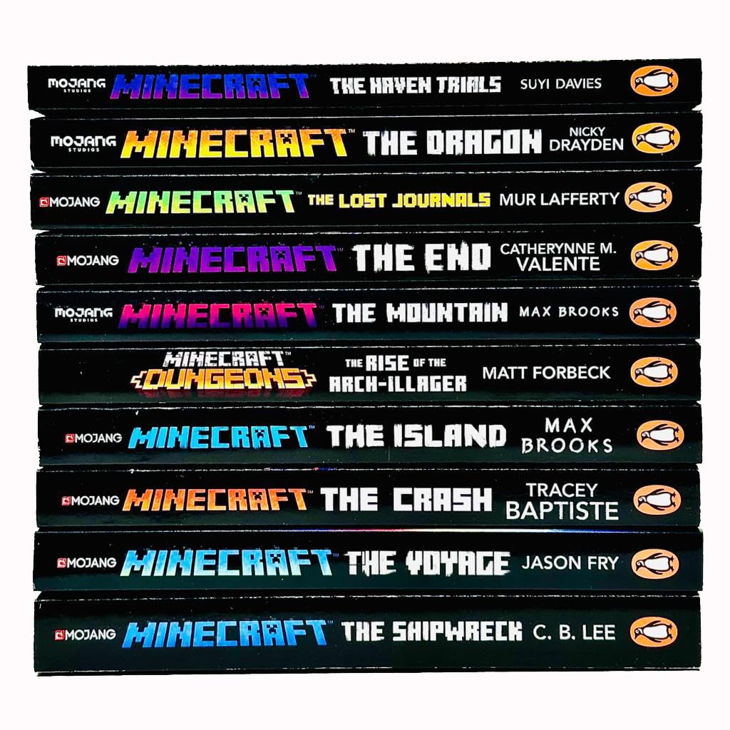 Full set of 10 official Minecraft paperback novels including The Mountain, The End, The Dragon and The Haven Trials - Ages 9-12