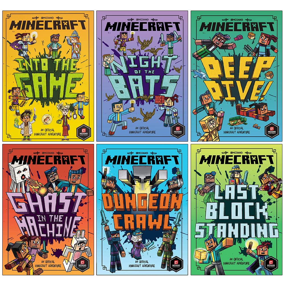 Minecraft Woodsword Chronicles 6 Books Collection Set by Nick Eliopulos - Paperback - Ages 7-9 - front cover set including Into the Game and Night of the Bats
