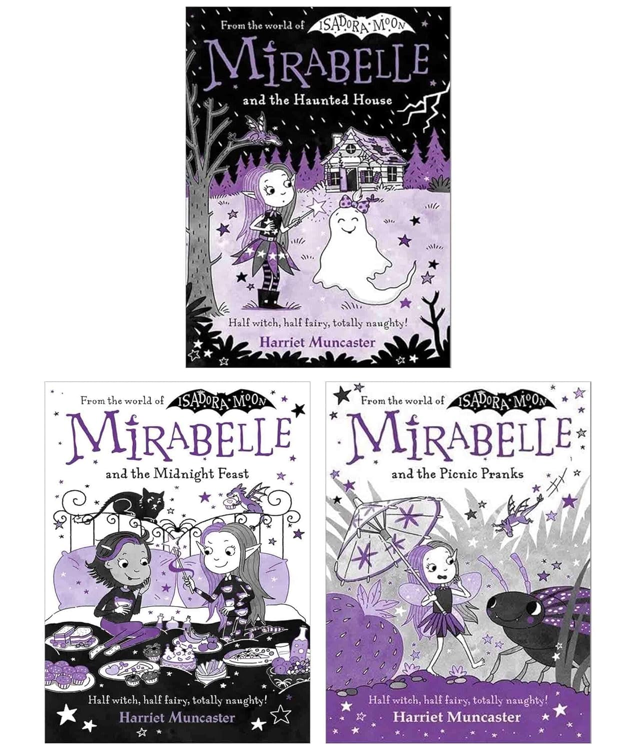 Mirabelle 3 Book Collection by Harriet Muncaster - Picnic Pranks, Haunted House and Midnight Feast paperback set for ages 5-7