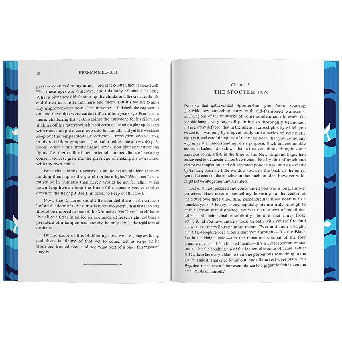 Moby Dick by Herman Melville sprayed edge premium hardback open pages showing print quality