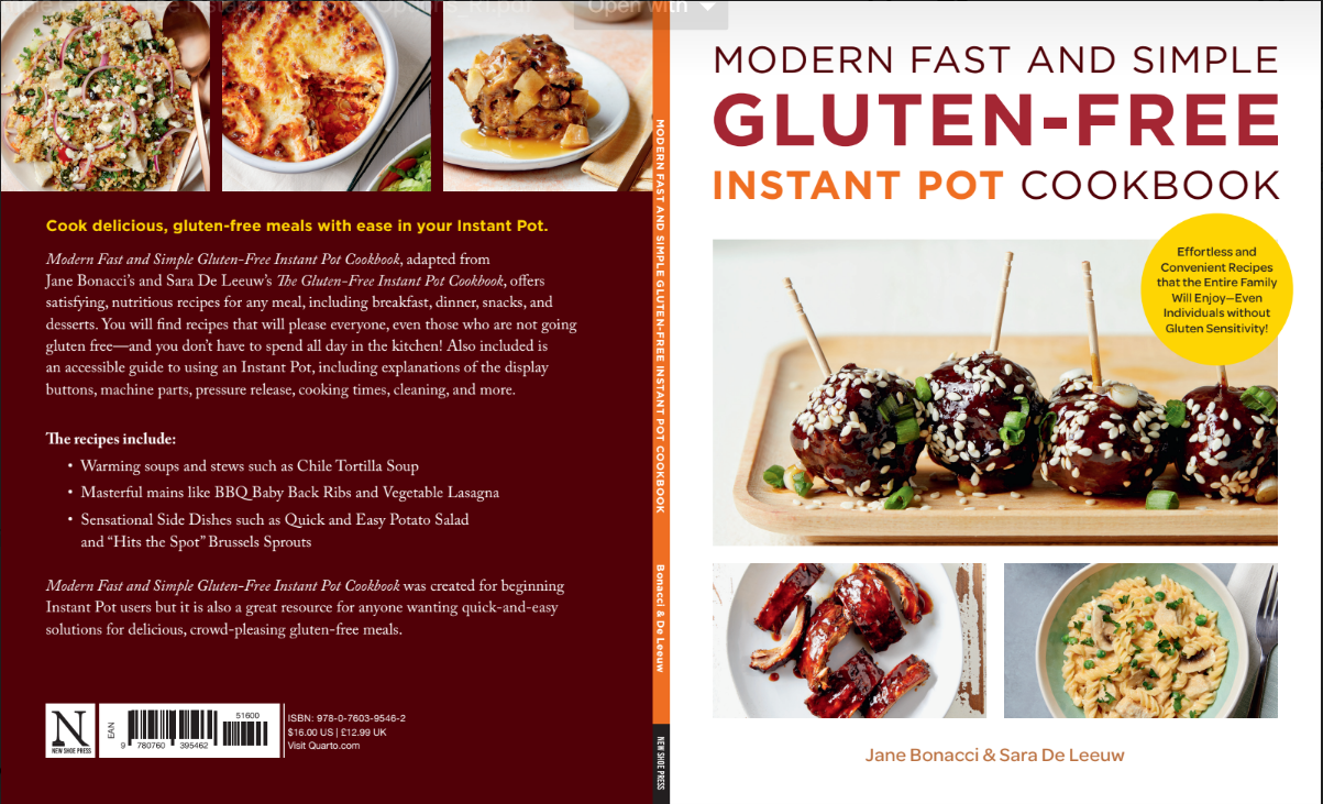 Modern Fast and Simple Gluten-Free Instant Pot Cookbook product image, gluten-free paperback cookbook by Jane Bonacci and Sara De Leeuw