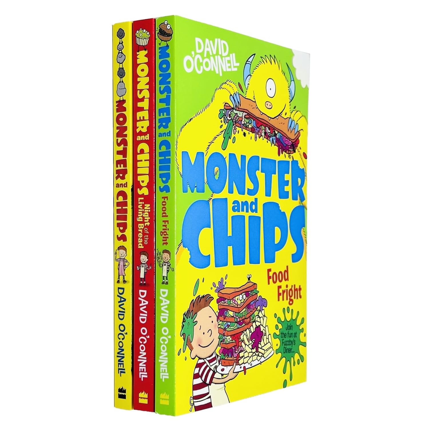 Monster and Chips Collection 3 Books Set by David O'Connell - paperback chapter books for ages 7-9