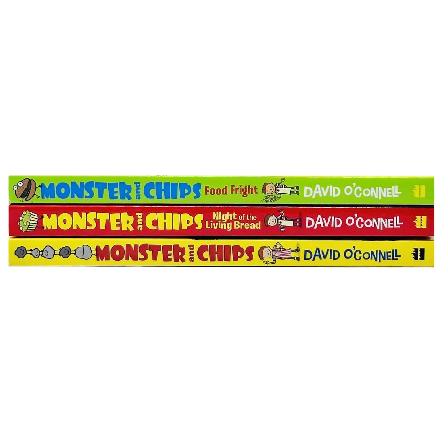 Monster and Chips paperback collection by David O'Connell - Night of the Living Bread and Food Fright covers