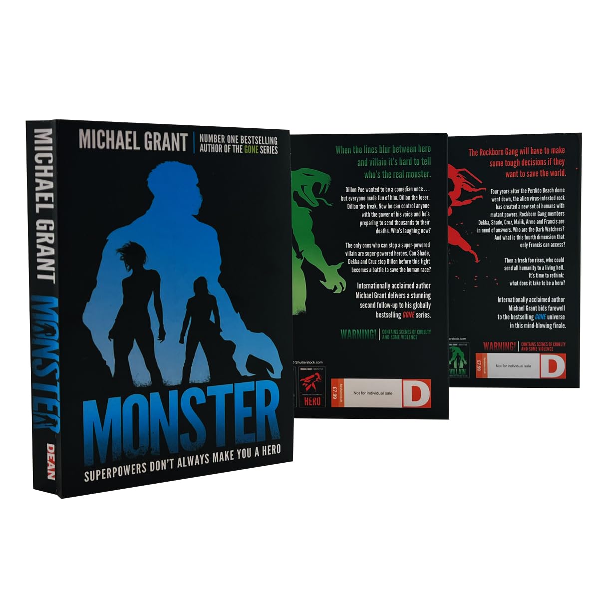 The Monster Series by Michael Grant 3 Books Collection Set (Monster, Villain, Hero) - YA Paperback