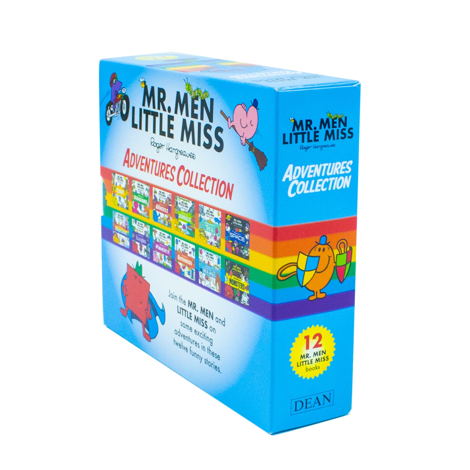 Mr Men and Little Miss Adventures Collection 12 Books Box Set by Roger Hargreaves - Paperback, Ages 3-7 - books stacked