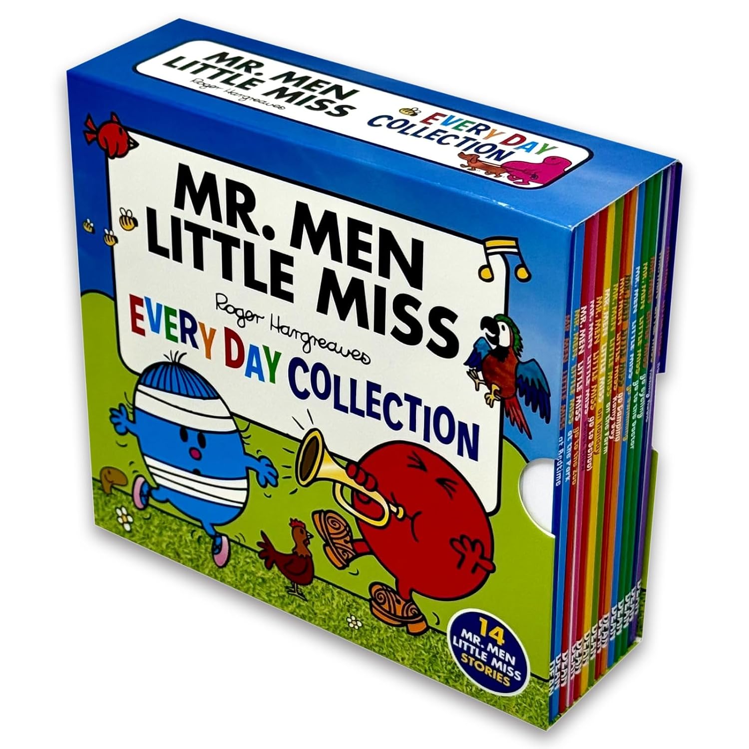 Mr Men and Little Miss Everyday Collection 14 Books Slipcase Set back of box showing titles