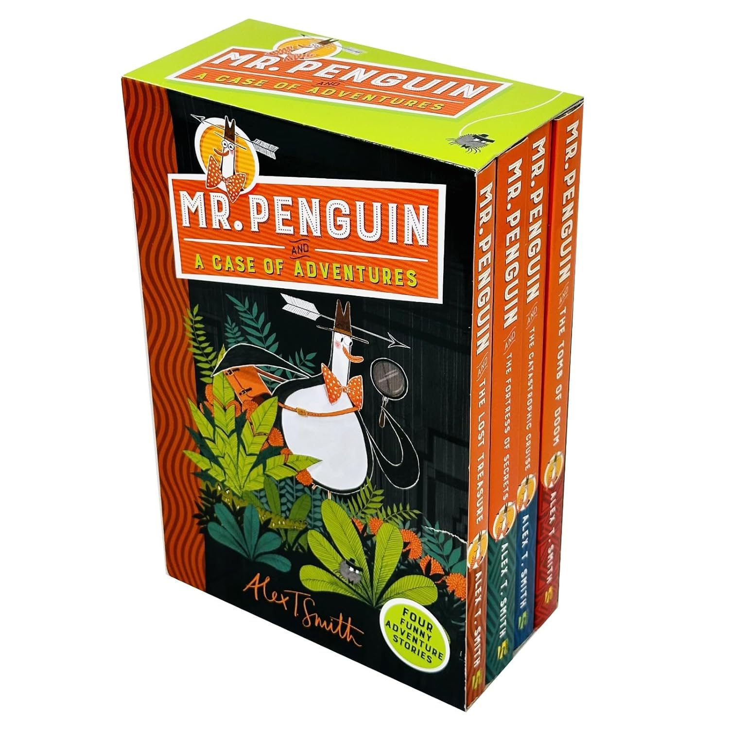 Mr Penguin and the Lost Treasure and Catastrophic Cruise paperback covers by Alex T Smith