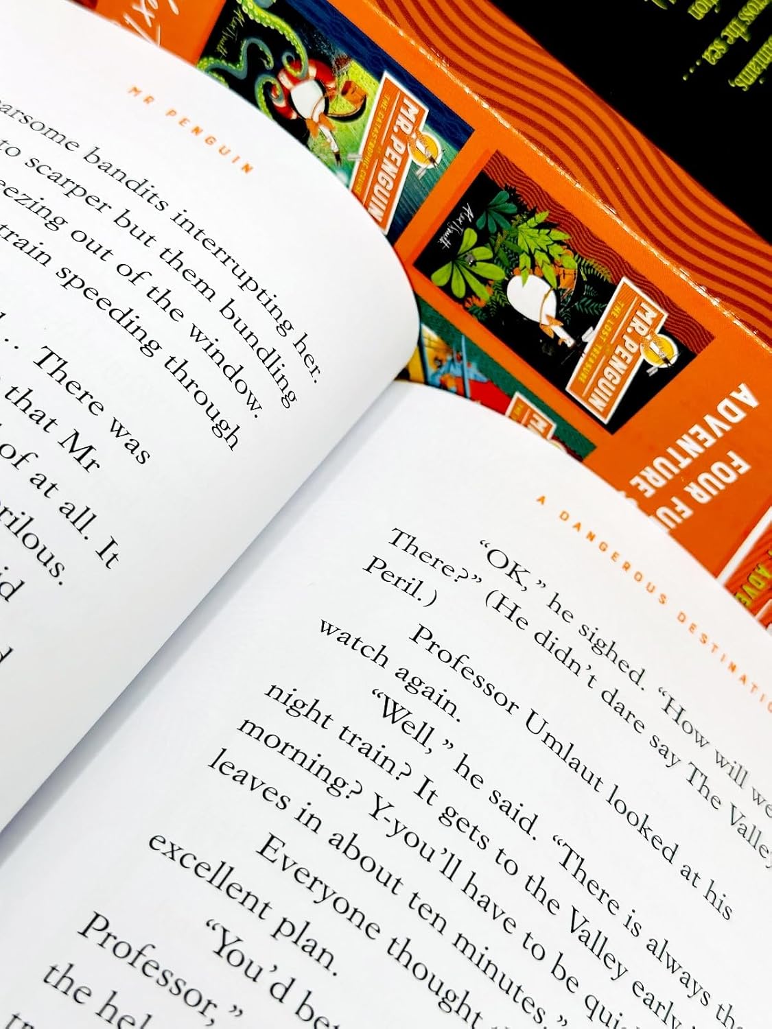 Back cover detail of Mr Penguin 4 book paperback collection set by Alex T Smith showing age 6-9 illustrated adventure series