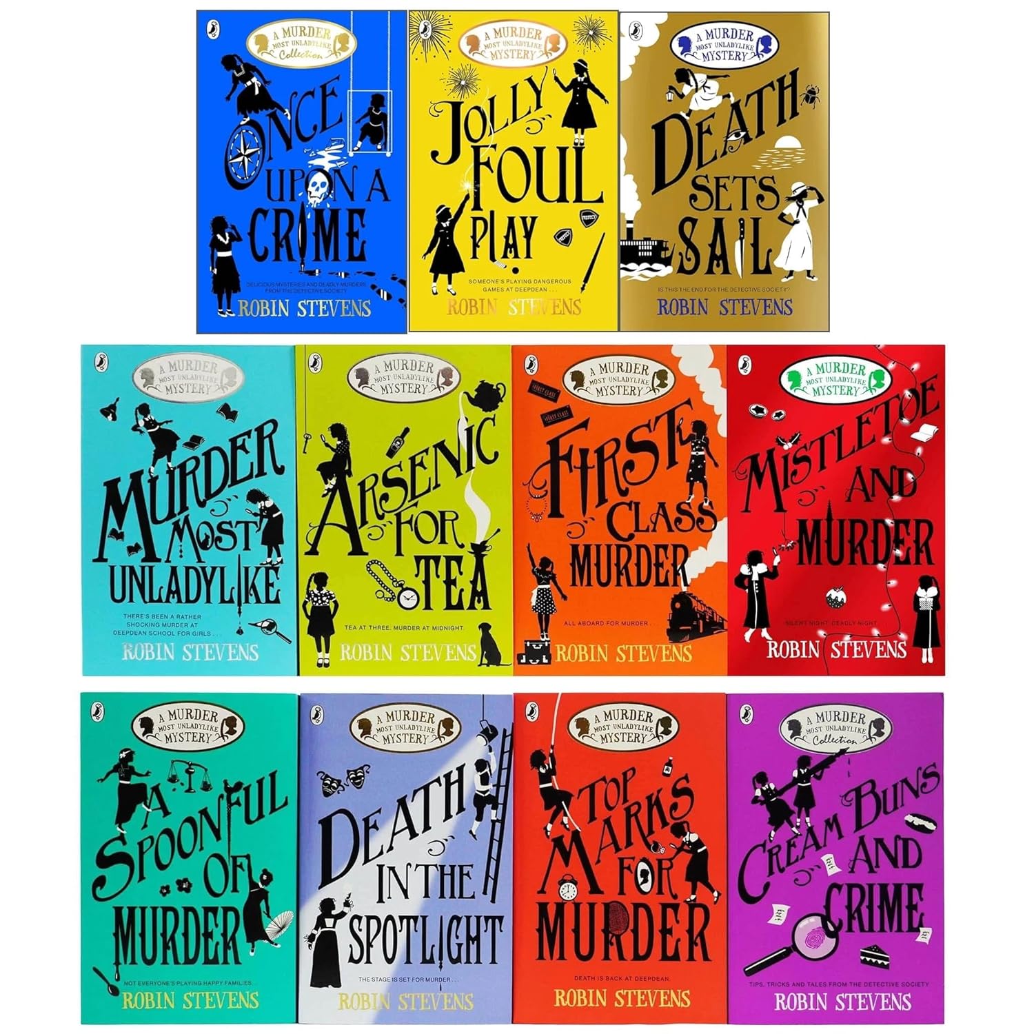 Murder Most Unladylike Series 11 Book Collection by Robin Stevens - full paperback set laid out