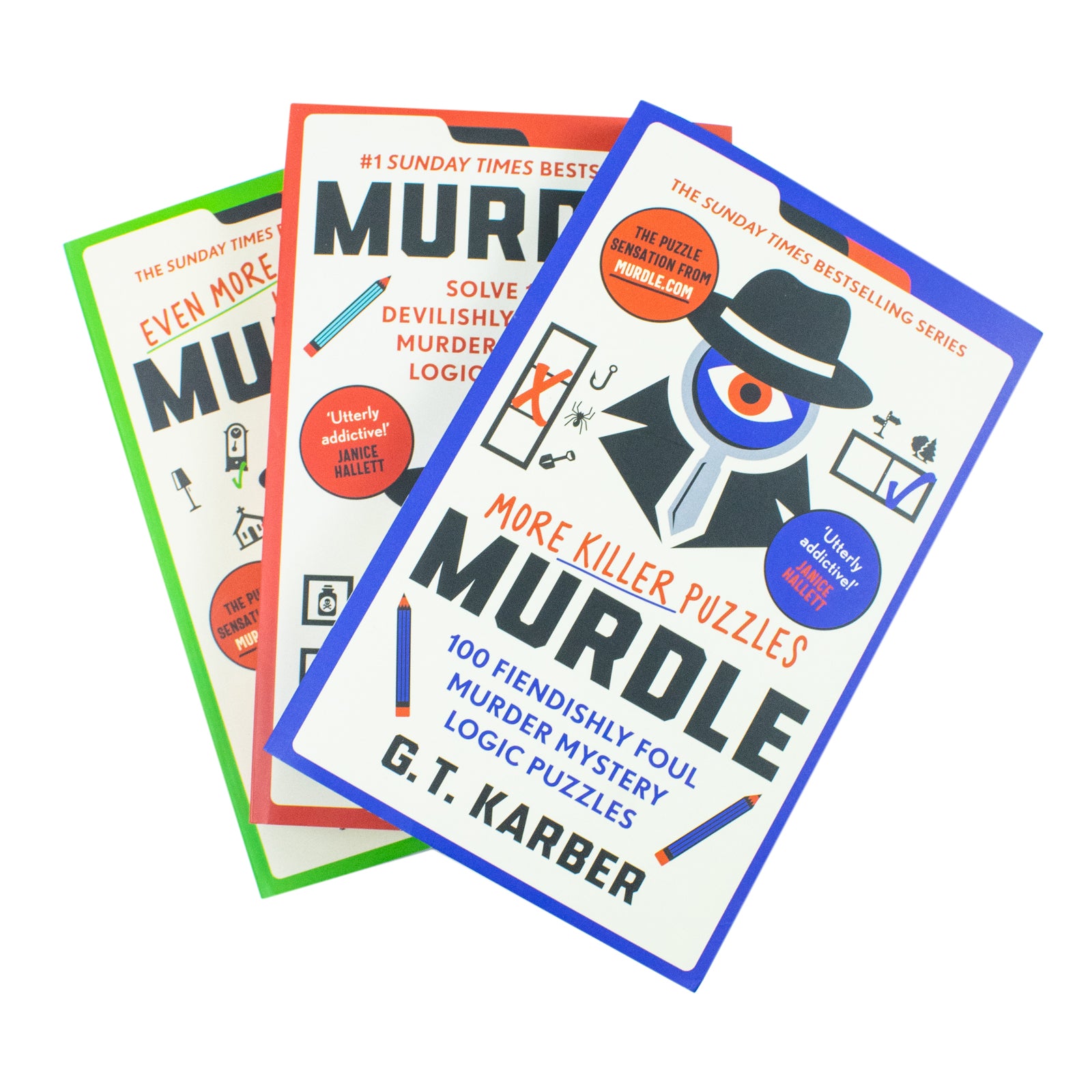 Murdle, Murdle More Killer Puzzles and Murdle Even More Killer Puzzles paperback set by G. T. Karber