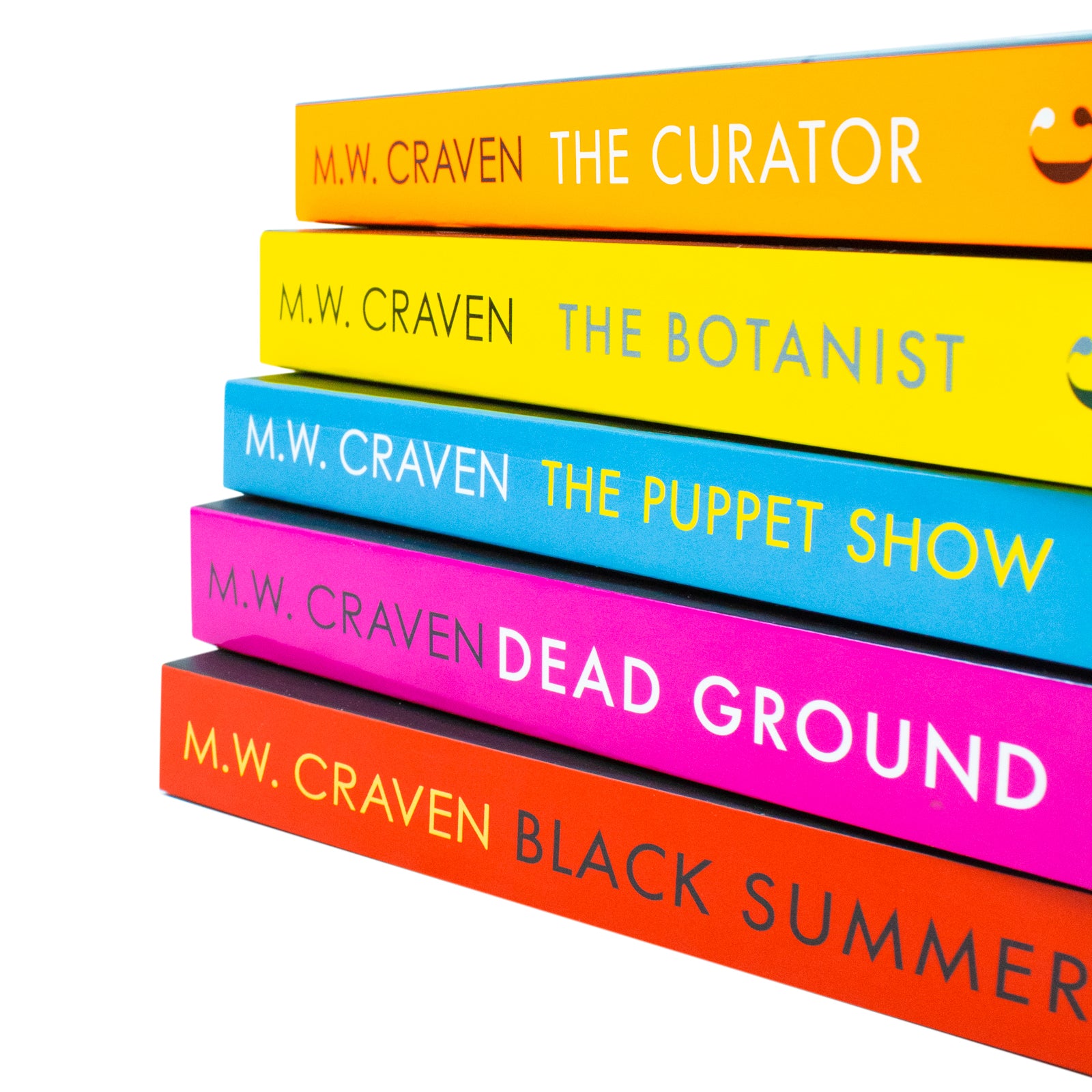 M W Craven Washington Poe series paperback book set back cover and spines