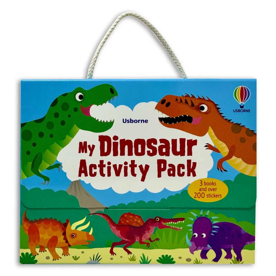 My Dinosaur Activity Pack by Usborne - 3 book paperback set with sticker, colouring and spotting books in cotton carry-case, ages 3+