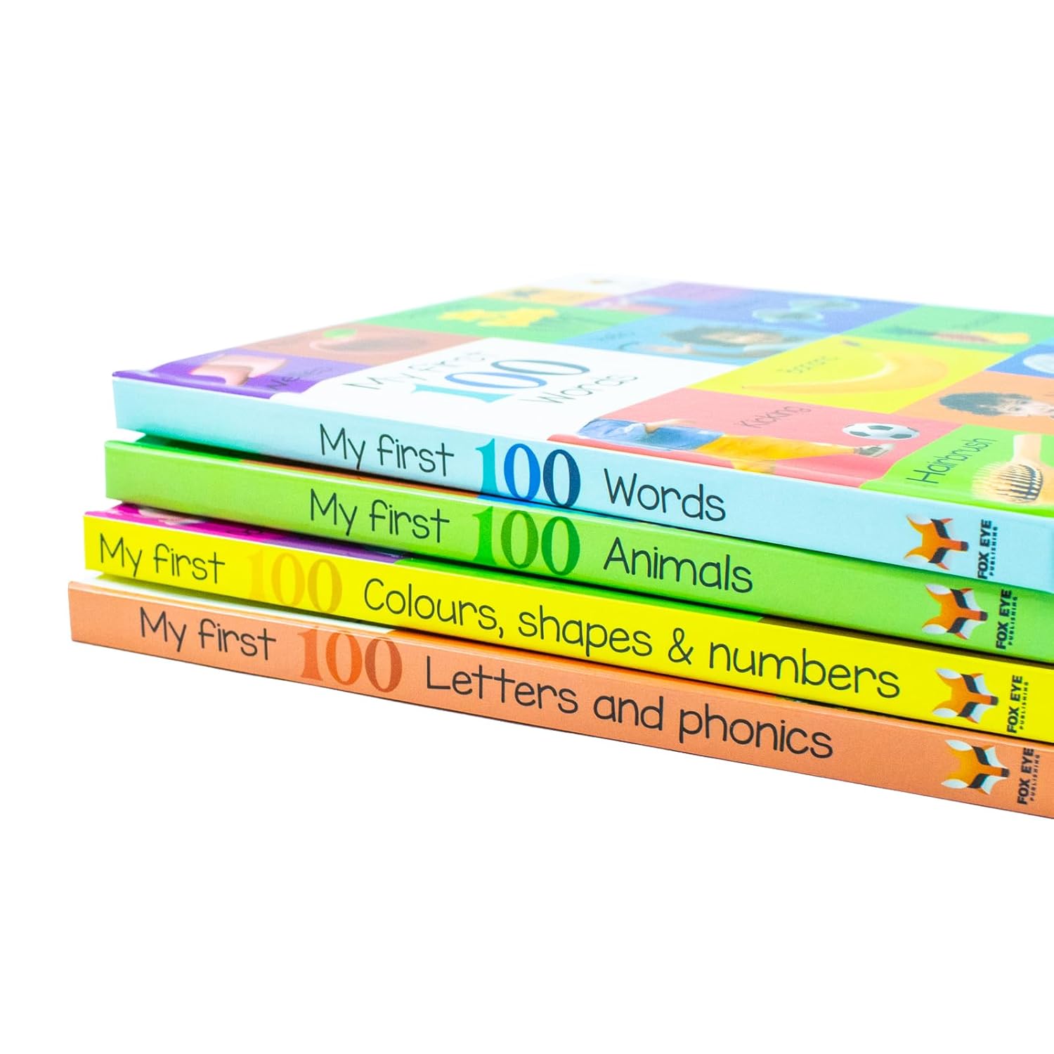My First 100 Words 4 board books stacked showing sturdy board book format