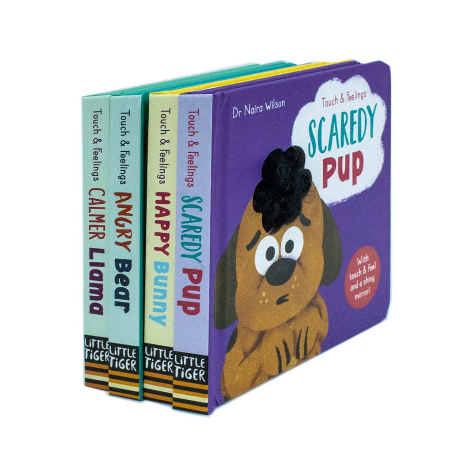 My First Behaviours Touch & Feelings box set showing Calmer Llama and Angry Bear board books