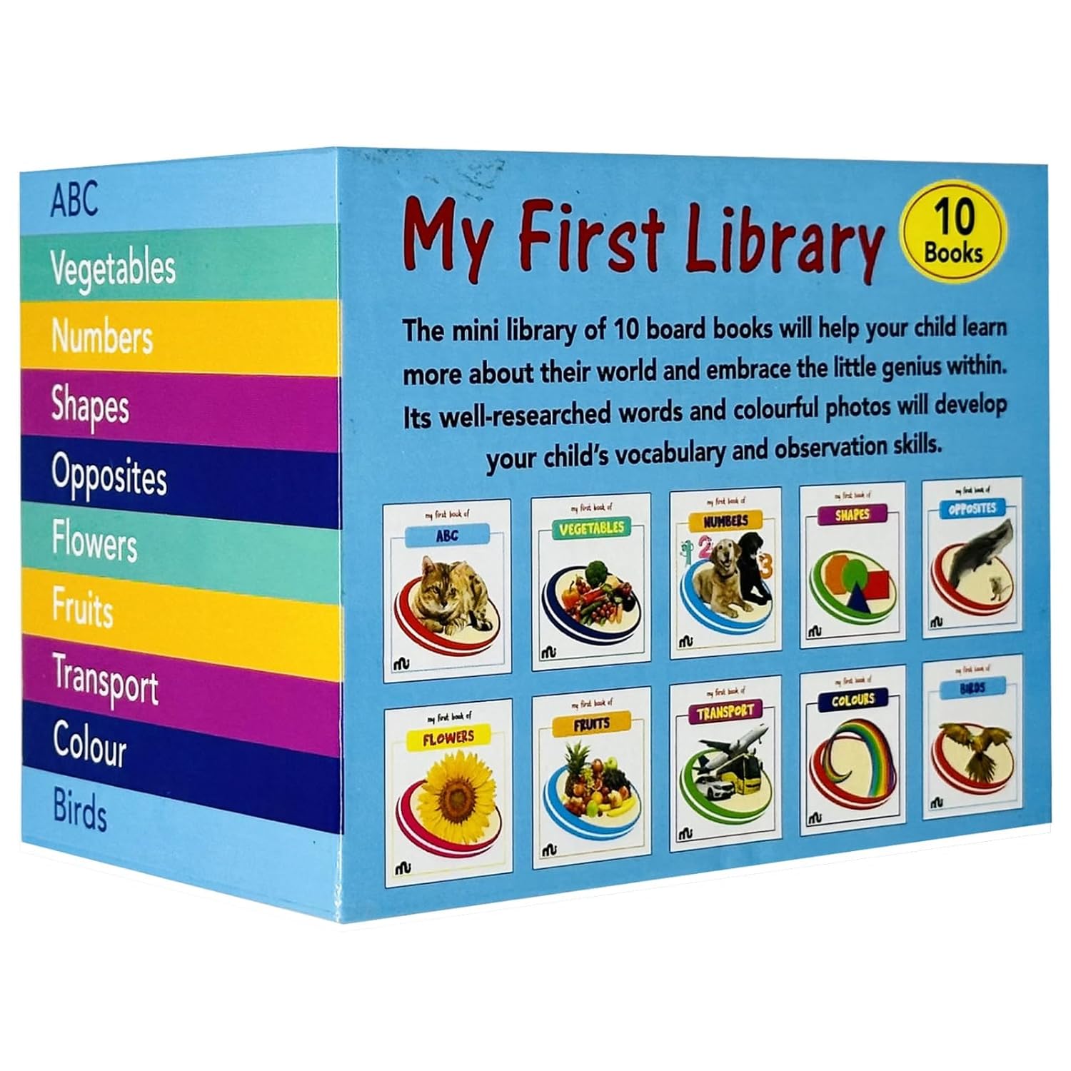 My First Library Box Set 1 board books - example inside pages showing colourful early learning illustrations for toddlers