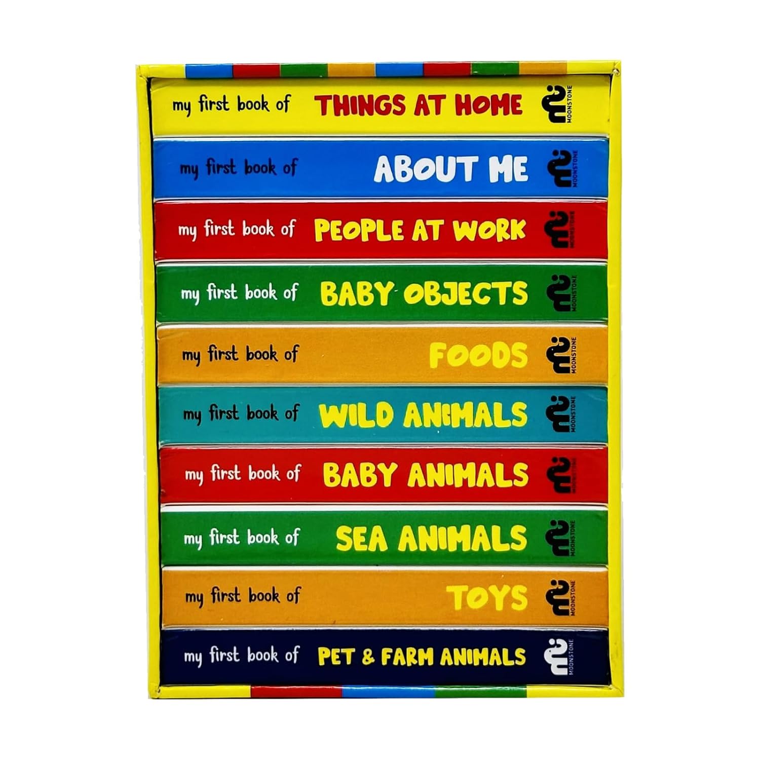 Full set of 10 My First Library board books displayed together, Pet & Farm Animals to Things at Home, Ages 0-3 gift set