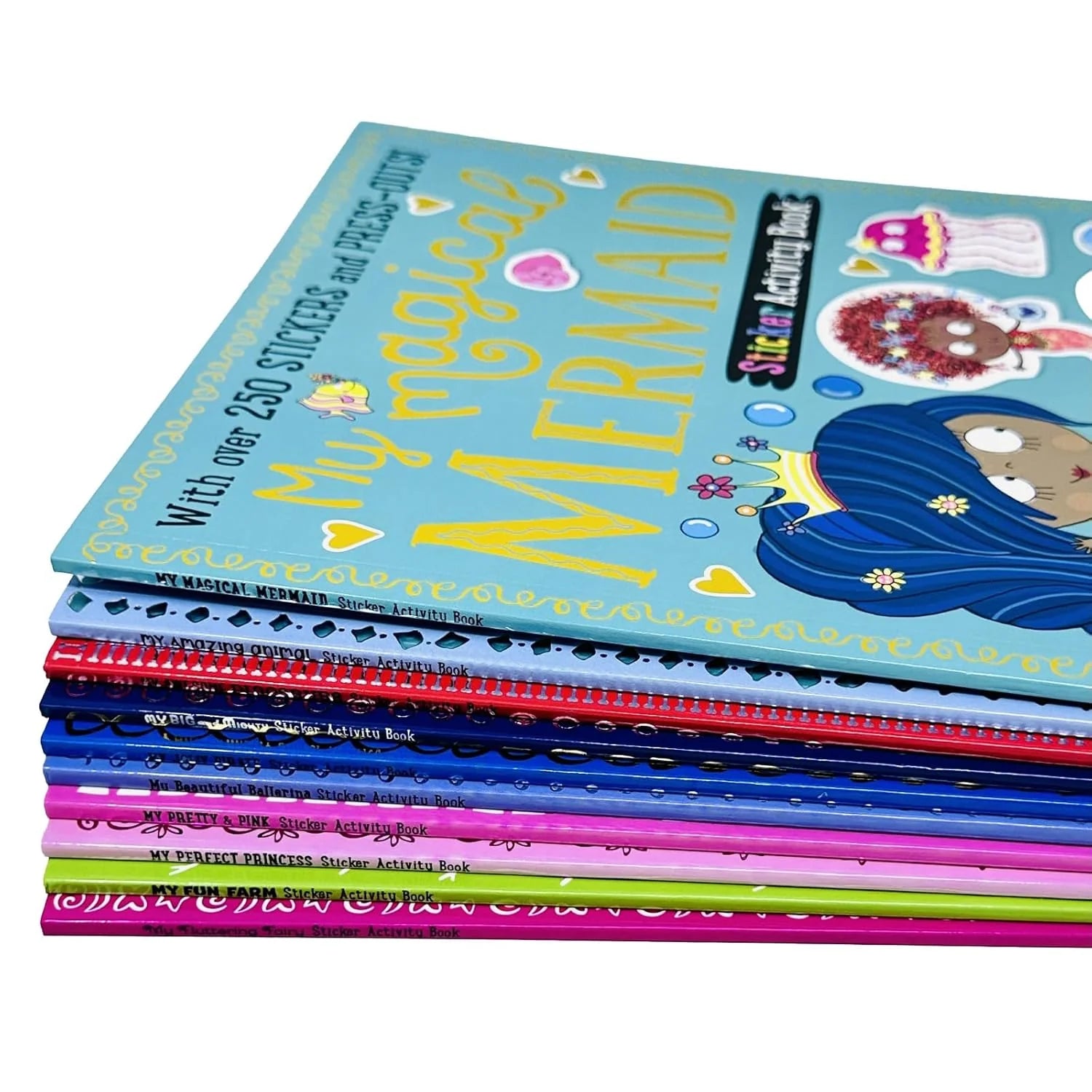 Sticker Activity 10 Books Collection Set by Make Believe Ideas showing pirate, dinosaur and farm titles - Ages 3-6 Paperback