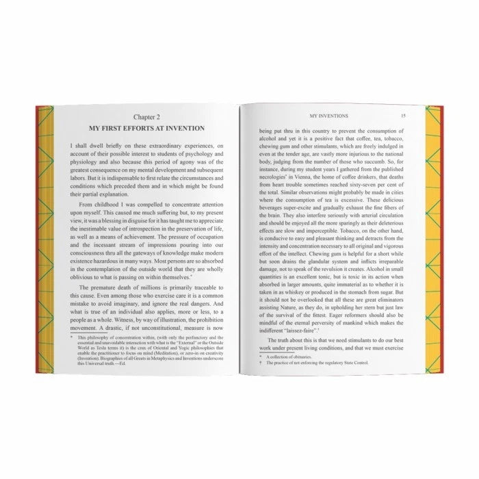 My Inventions by Nikola Tesla sprayed edge hardback showing coloured page edges