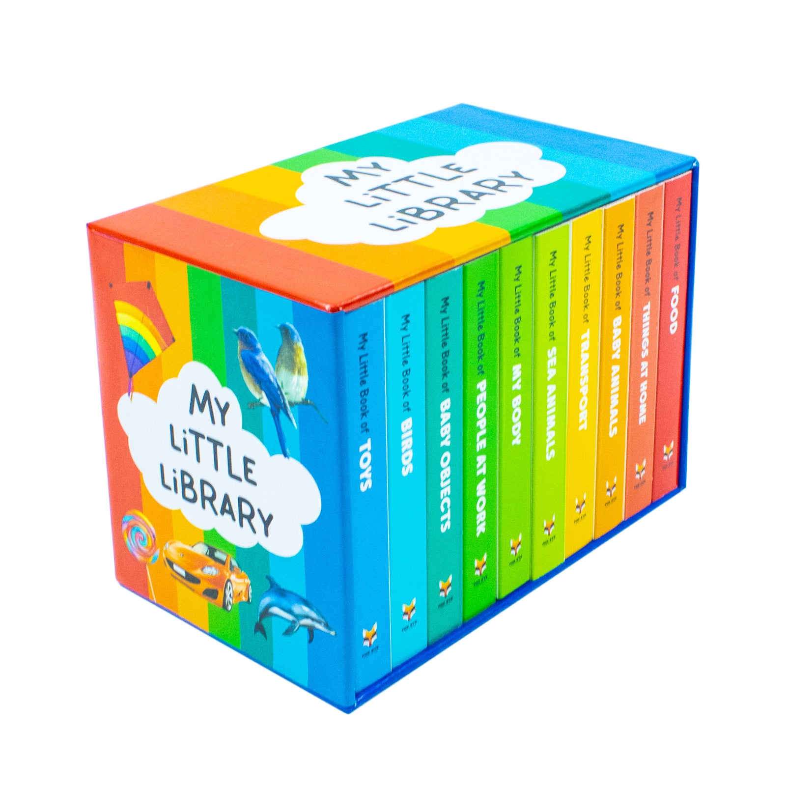 My Little Library 10 Books Collection Set by Fox Eye Publishing - hardback early-learning books for ages 0-3, covering Toys, Food, Things at Home, Baby Objects, Sea Animals, Birds, People at Work, My Body, Transport and Baby Animals