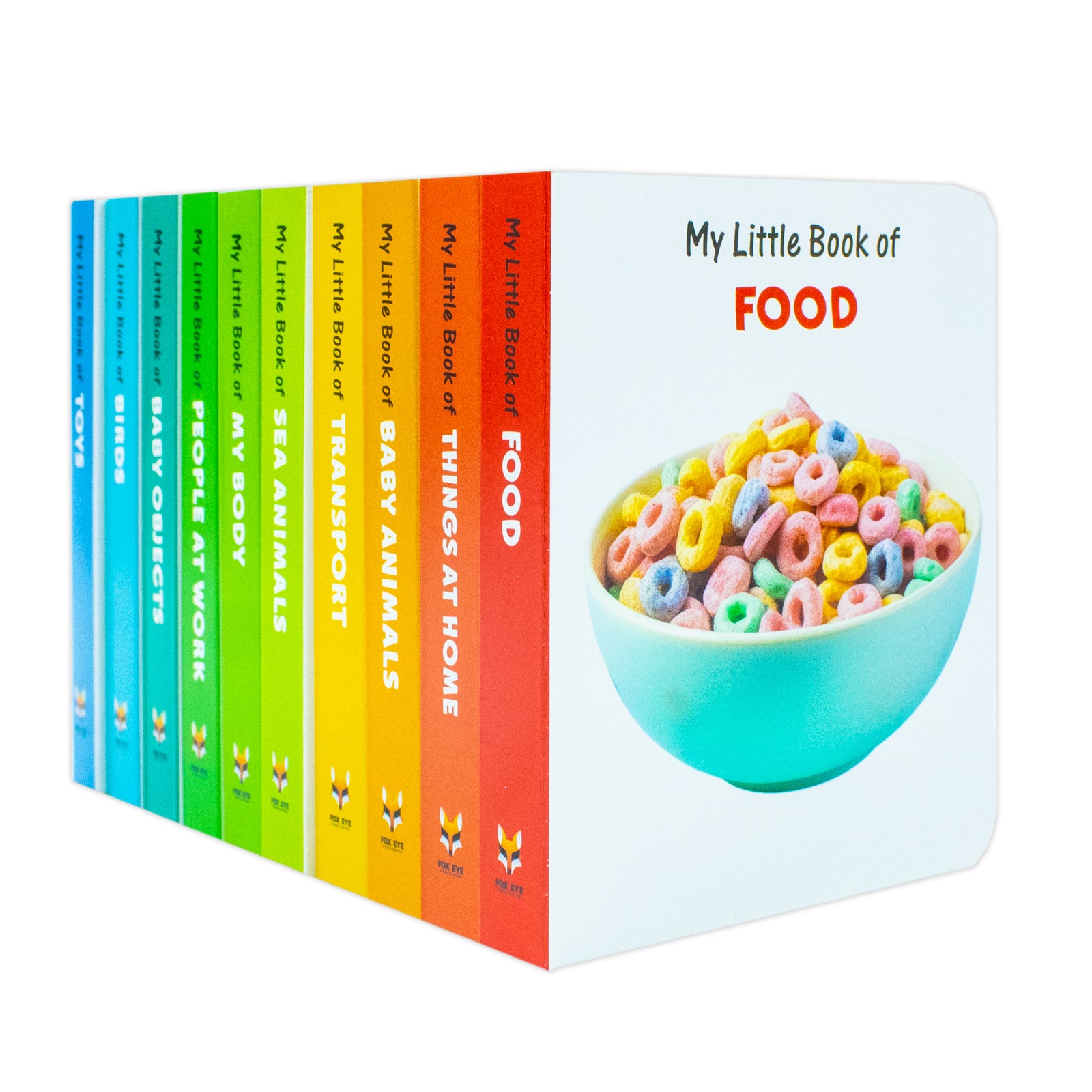 My Little Library hardback book set inside pages showing bright early-learning illustrations