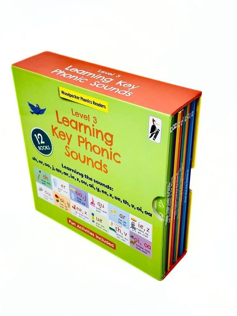 My Third Phonic Sounds box set showing all 12 paperback titles including Shelley Sheep Gets a Shock