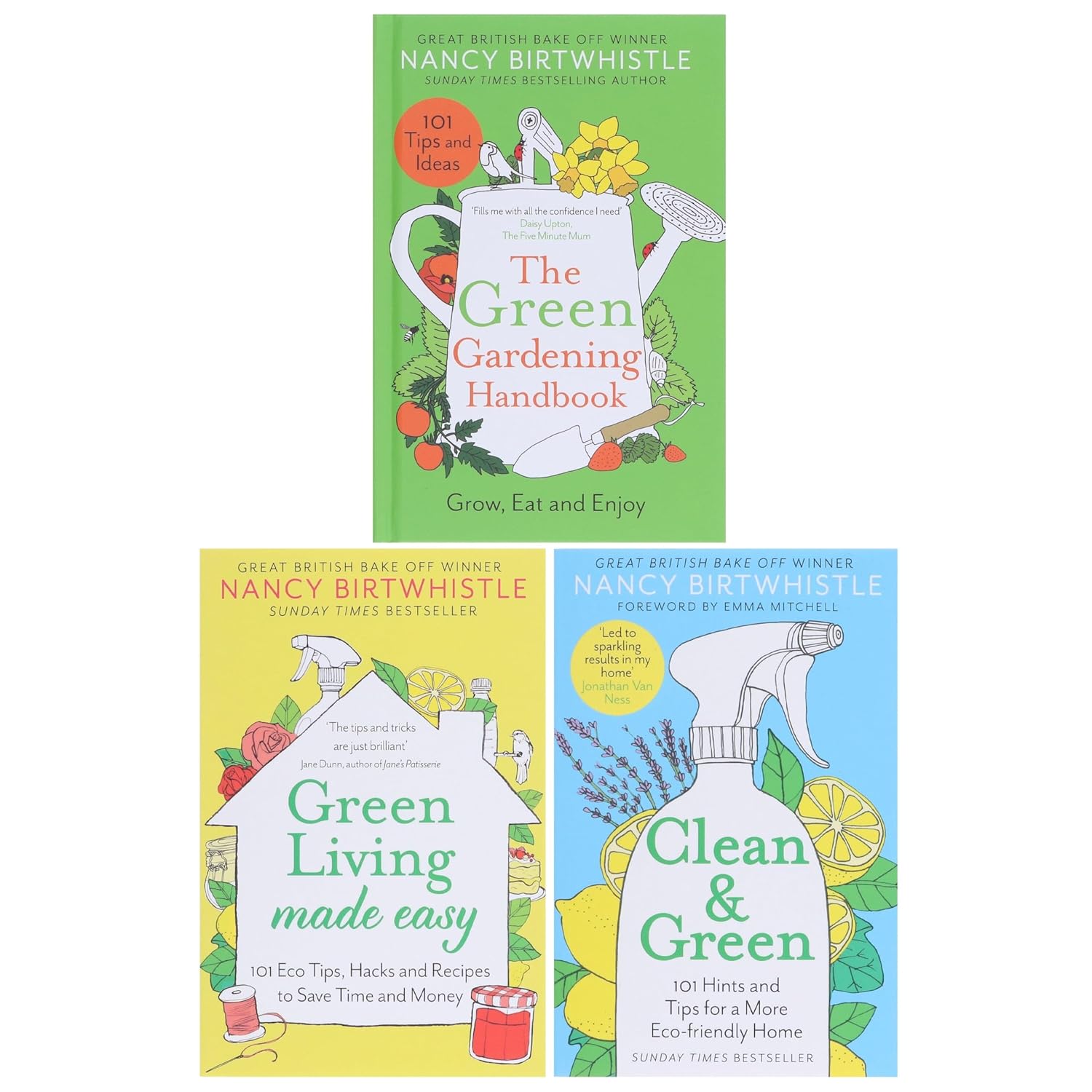 Nancy Birtwhistle 3 Book Collection Set back cover - eco living, gardening and cleaning tips books