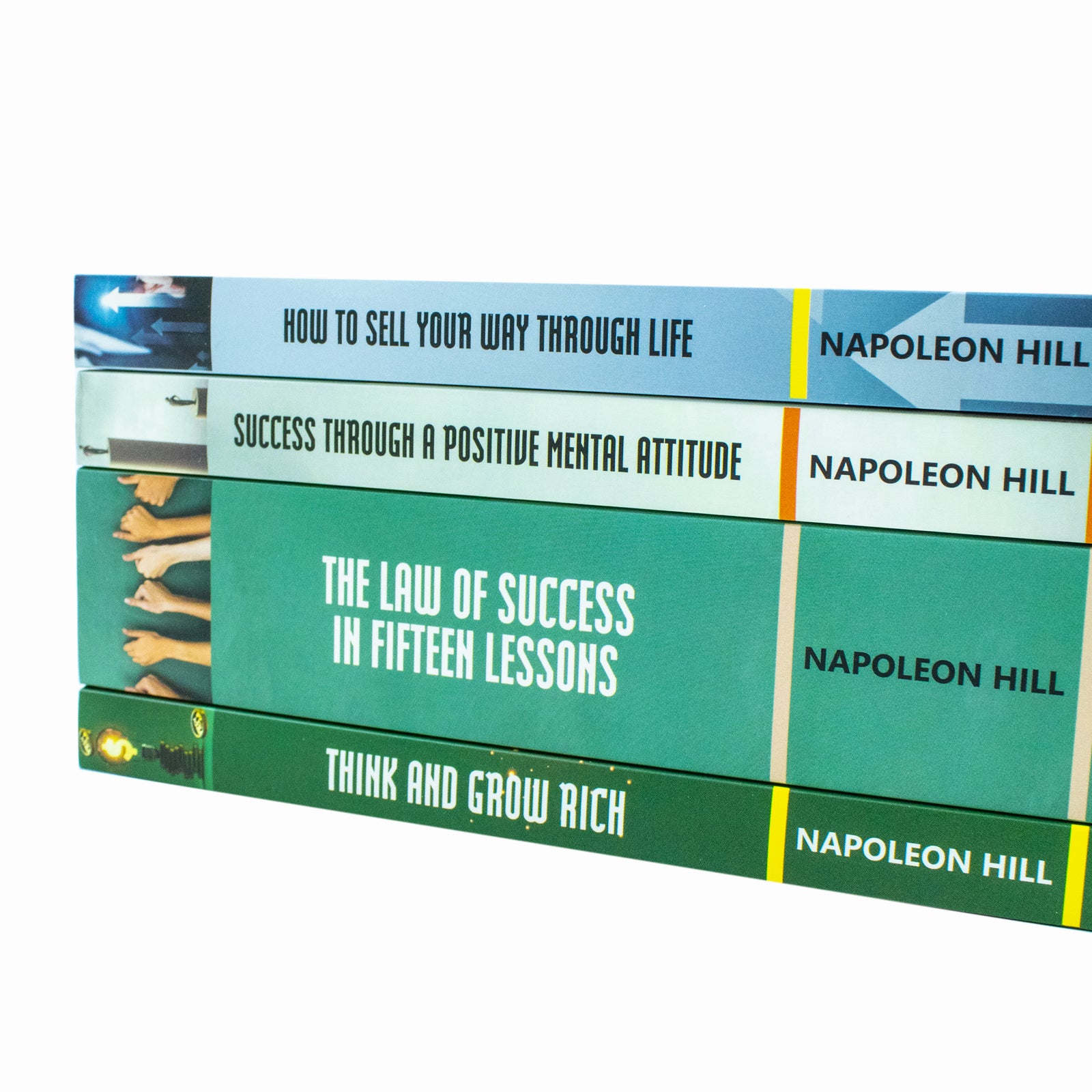 The Napoleon Hill Collection 4 Books Boxed Set paperback back cover with book descriptions