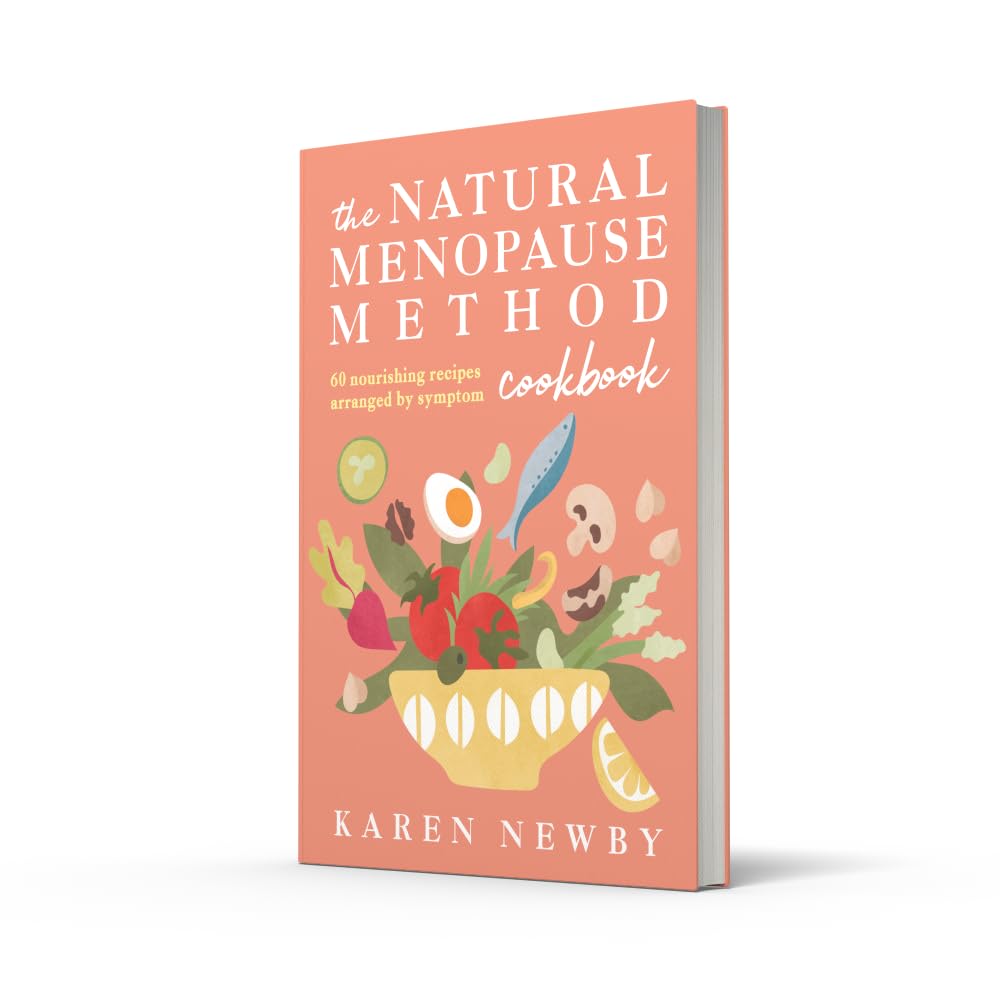 The Natural Menopause Method Cookbook by Karen Newby - hardback back cover with menopause symptom recipe guide