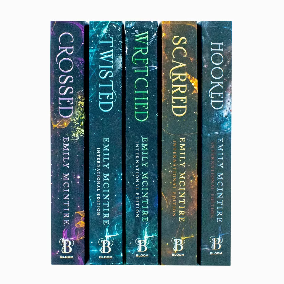Front covers of the Never After Series paperback books by Emily McIntire - dark romance collection set