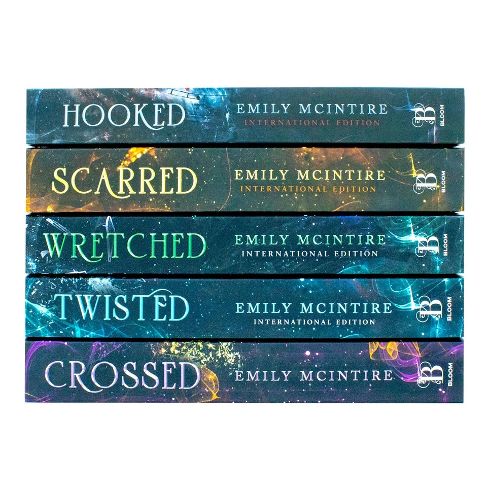 Back cover view of Never After Series 5 book paperback set by Emily McIntire