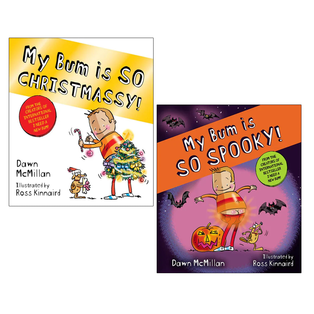 New Bum Series 2 Book Set by Dawn McMillan - My Bum Is So Spooky and My Bum Is So Christmassy paperback picture books for ages 3-7