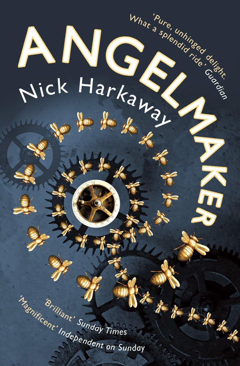 Close-up of Nick Harkaway 3 Book Paperback Set covers including Karla's Choice and Angelmaker