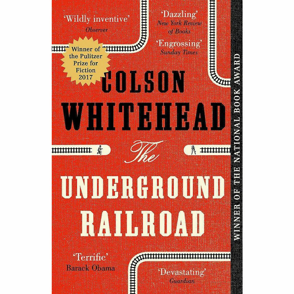 Paperback covers of The Nickel Boys and The Underground Railroad by Colson Whitehead, Pulitzer Prize winning novels