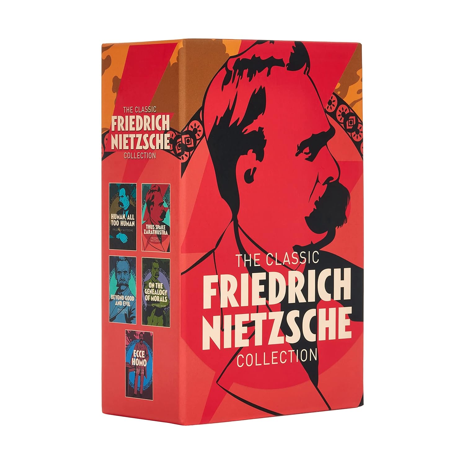 Nietzsche 5-book paperback collection showing Thus Spake Zarathustra, Beyond Good and Evil and other titles