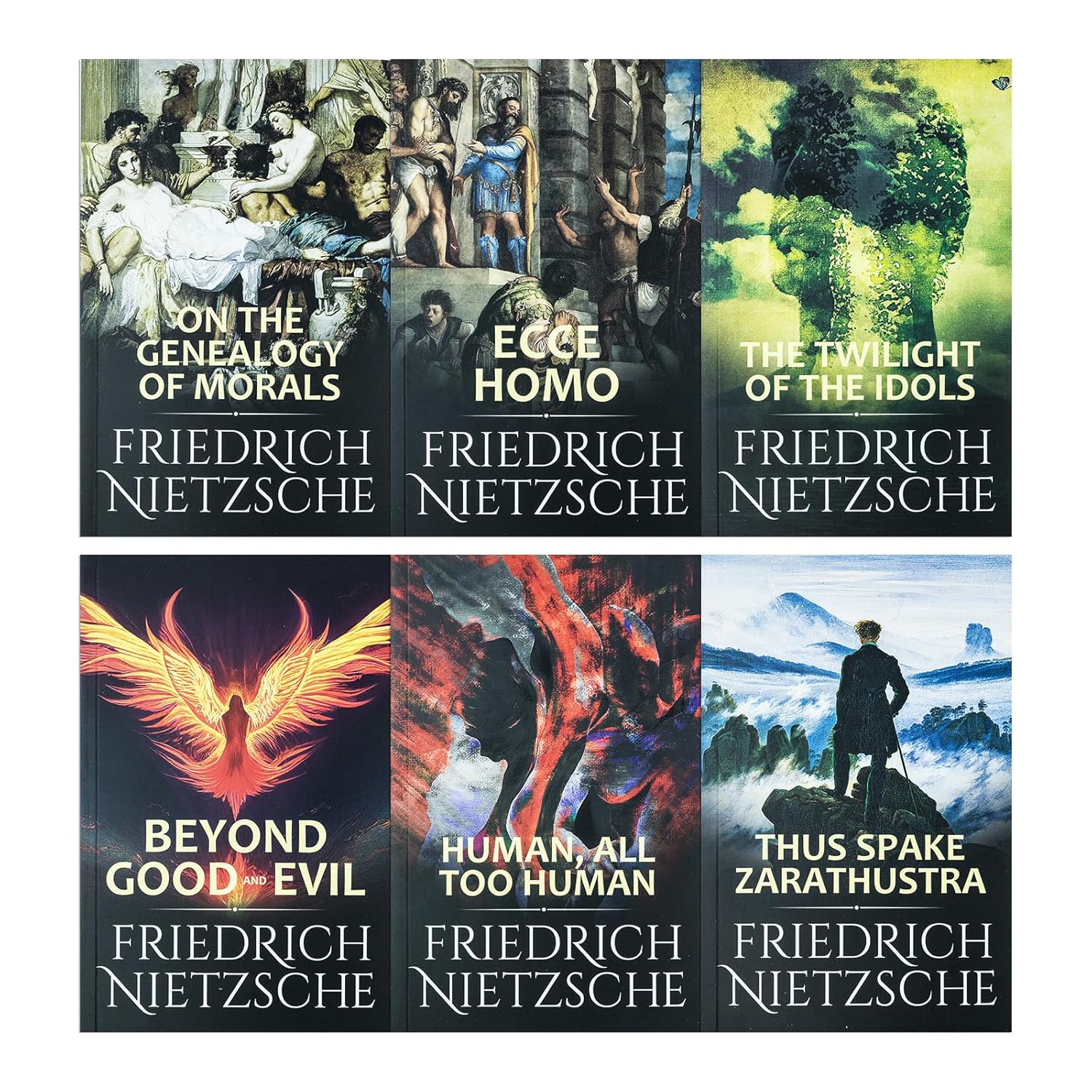 Nietzsche 6 book paperback collection cover set showing Beyond Good and Evil and other titles