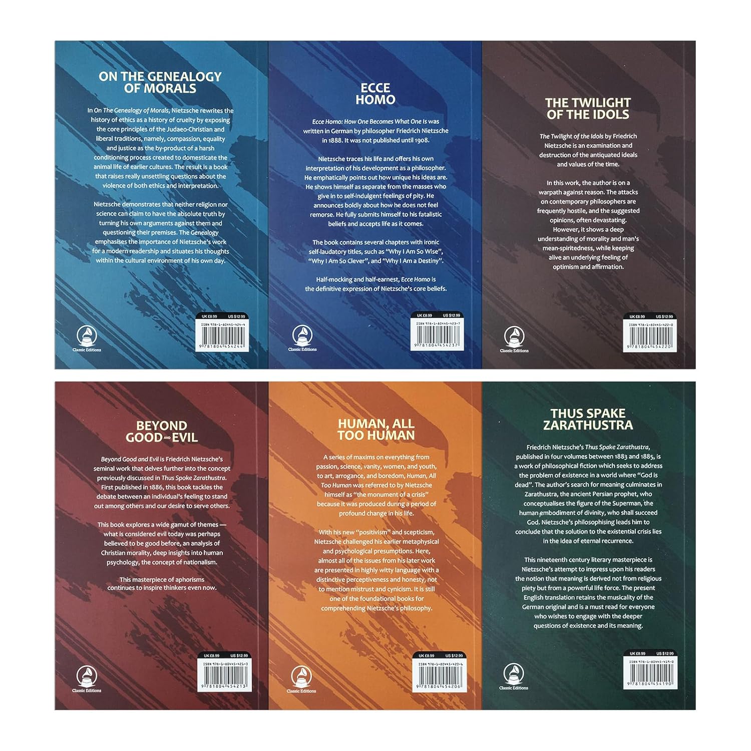 Nietzsche philosophy paperback book set including Ecce Homo and Genealogy of Morals