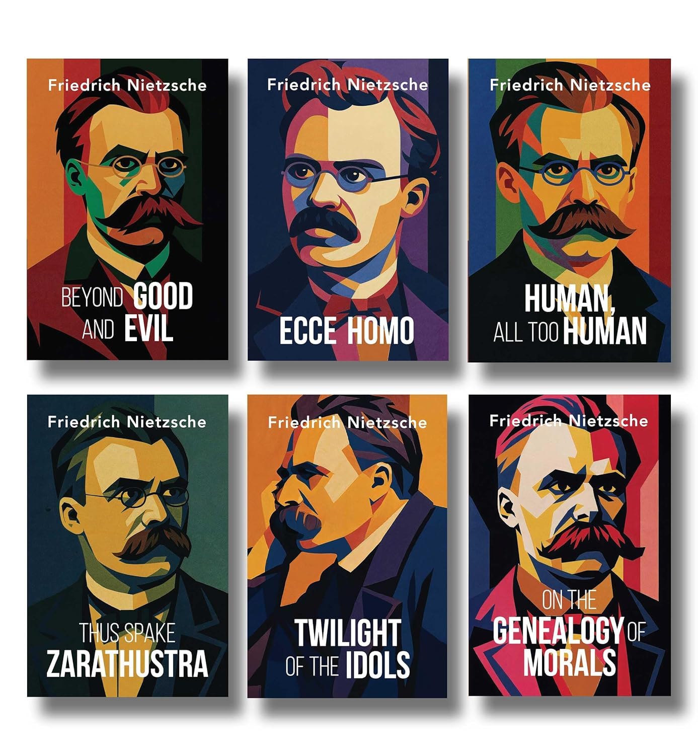 The Complete Works of Friedrich Nietzsche 6 book paperback set spines showing all titles