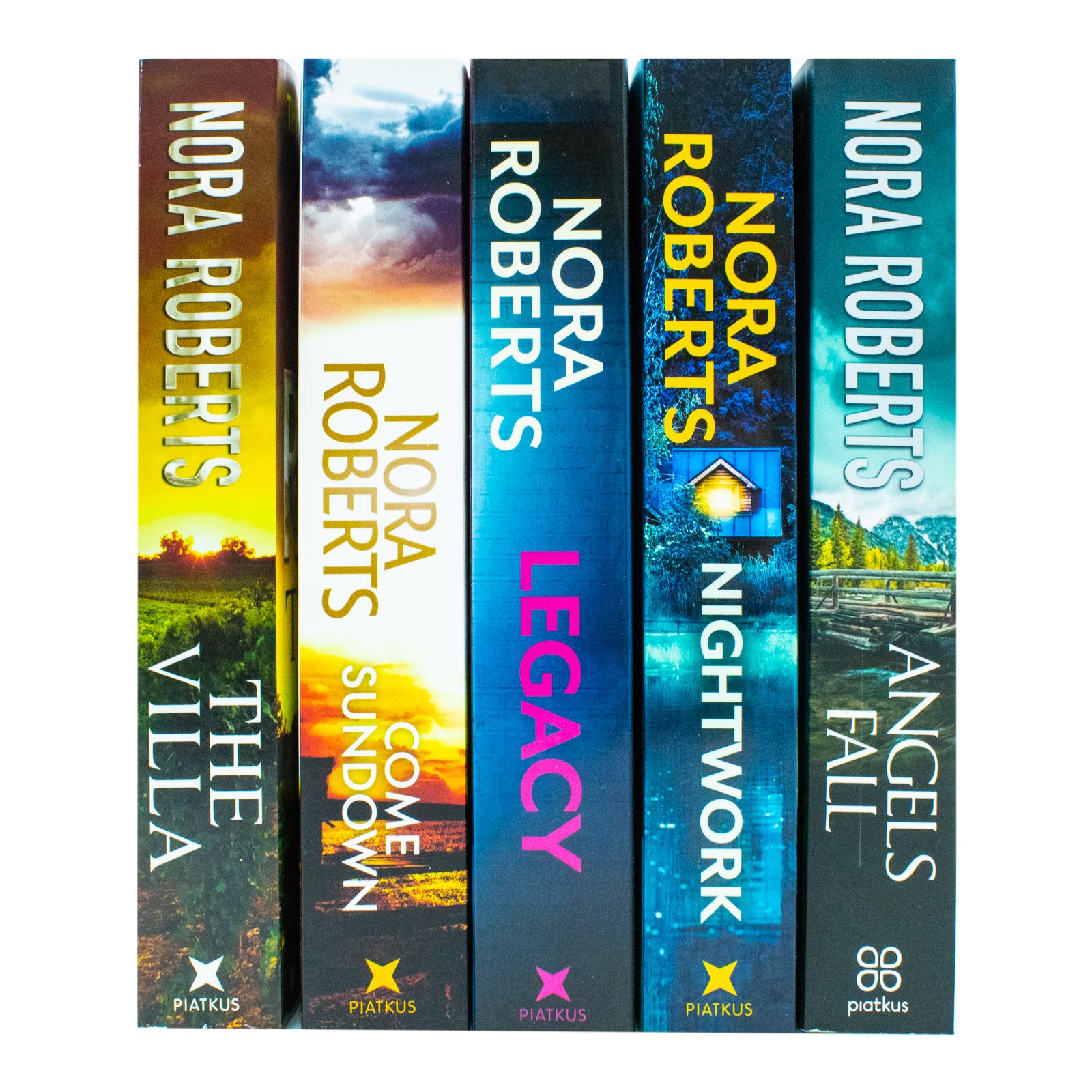 Nora Roberts 5 Books Collection Set - Legacy, Angels Fall, The Villa, Nightwork & Come Sundown - Adult Paperback Fiction