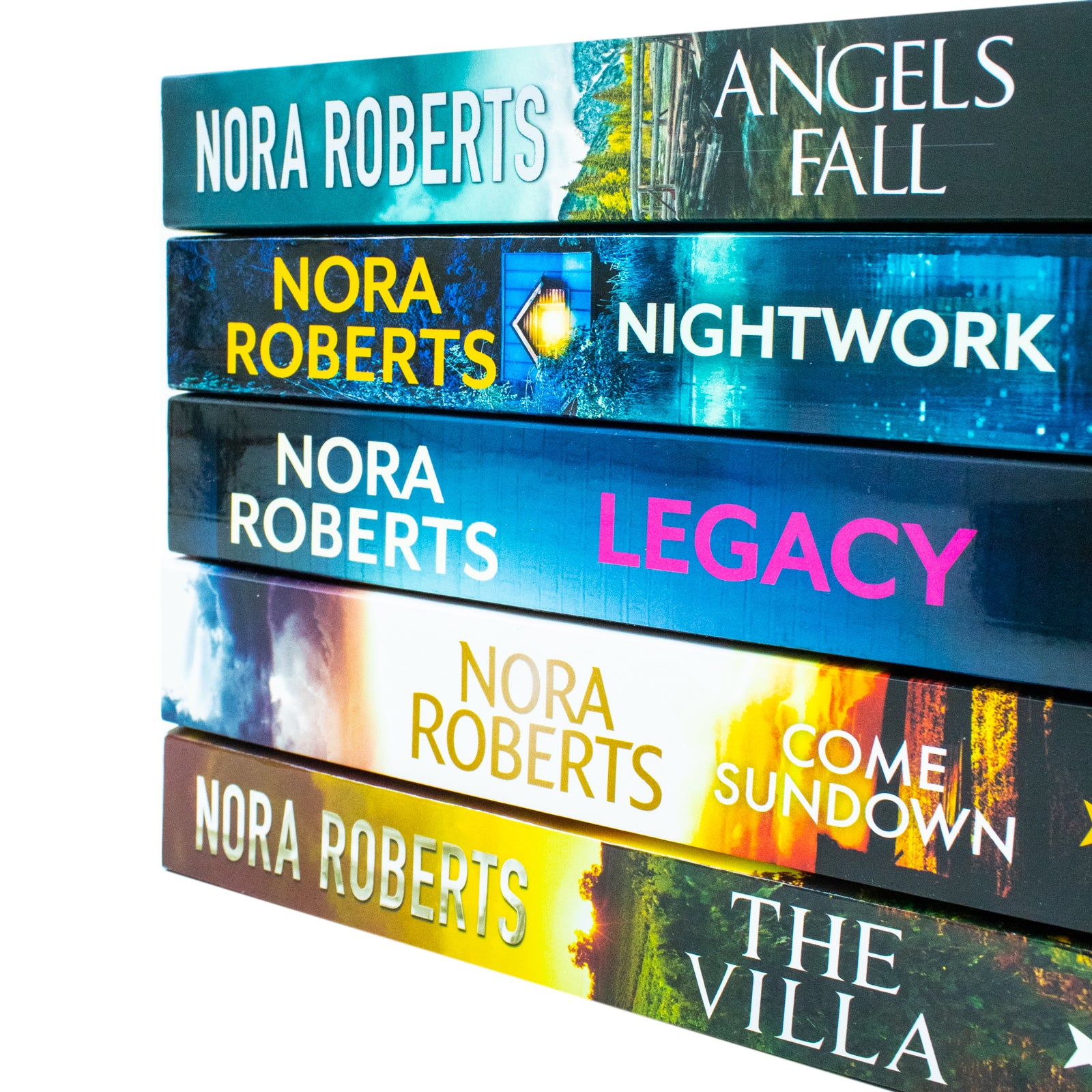 Nora Roberts 5 Books Collection Set - Legacy, Angels Fall, The Villa, Nightwork & Come Sundown - Adult Paperback Fiction